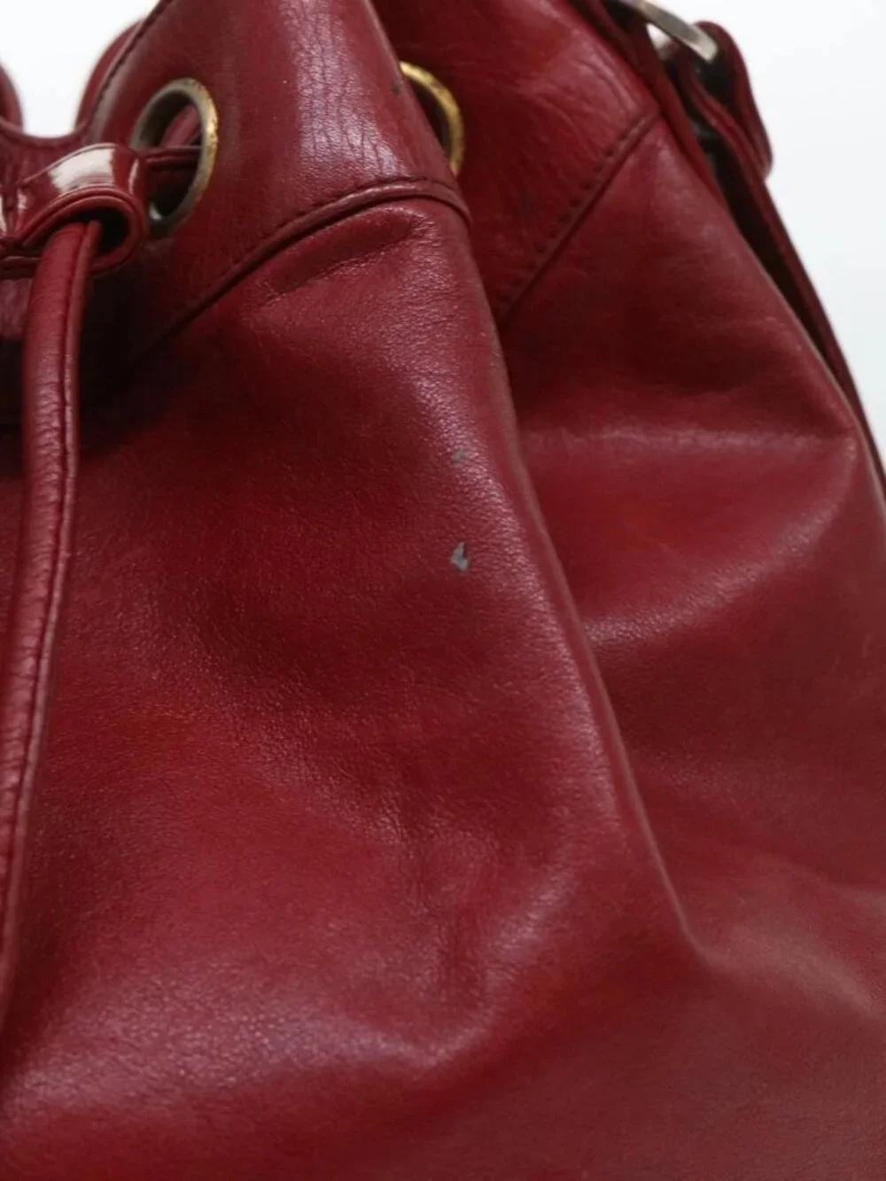 CHANEL Chain Shoulder Bag Lamb Skin Red CC Auth bs7902